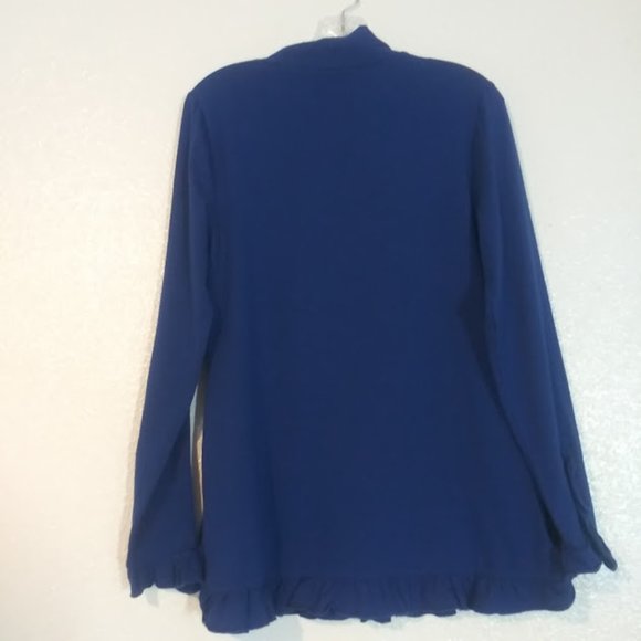 Isaac Mizrahi Live women's size S blue mock turtleneck top - Picture 5 of 14